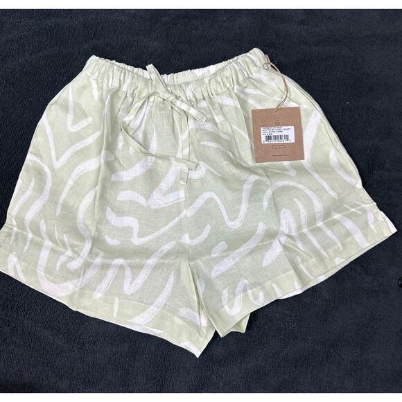 Stone Fox Swim Melba 100% Linen Shorts- Aloe Lines - size XS/S - Picture 6 of 7